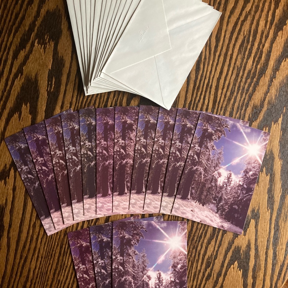 Vintage 14 Unused Hallmark Morton Beebe Winter Forest Christmas Cards Envelopes